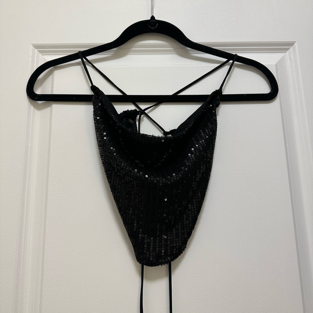 black sparkle crop top